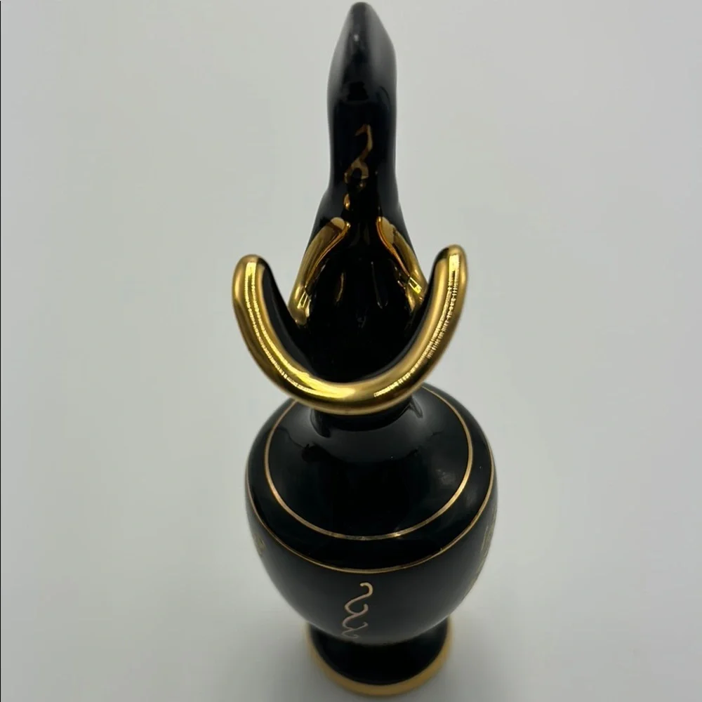 Handmade Greek Elegant‎ Black & Gold Vase 14K Gold